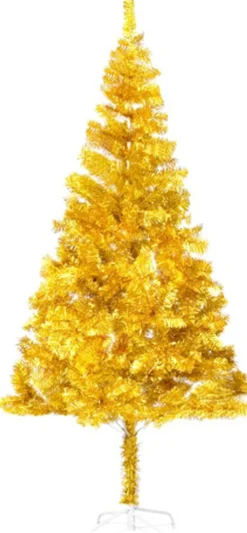 vidaXL Decoratieve Kerstbomen^ Kunstkerstboom Met Standaard 180 Cm Pet Goudkleurig