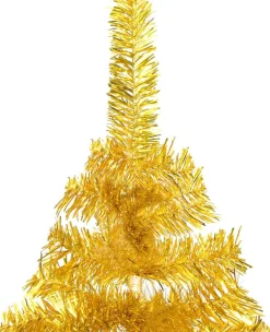vidaXL Decoratieve Kerstbomen^ Kunstkerstboom Met Standaard 180 Cm Pet Goudkleurig