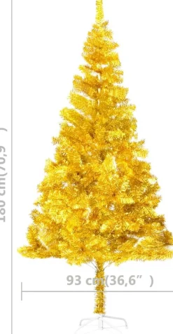 vidaXL Decoratieve Kerstbomen^ Kunstkerstboom Met Standaard 180 Cm Pet Goudkleurig