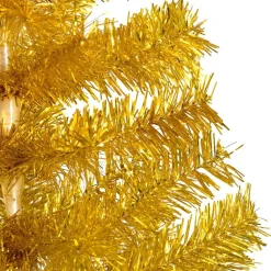 vidaXL Decoratieve Kerstbomen^ Kunstkerstboom Met Standaard 180 Cm Pet Goudkleurig