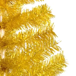 vidaXL Decoratieve Kerstbomen^ Kunstkerstboom Met Standaard 180 Cm Pet Goudkleurig
