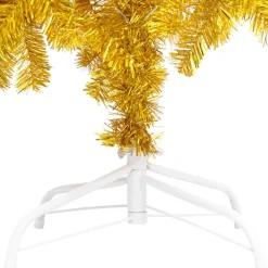 vidaXL Decoratieve Kerstbomen^ Kunstkerstboom Met Standaard 180 Cm Pet Goudkleurig