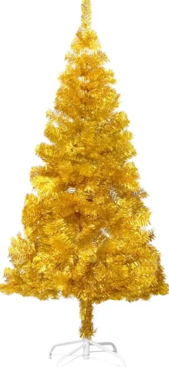 vidaXL Decoratieve Kerstbomen^ Kunstkerstboom Met Standaard 180 Cm Pet Goudkleurig