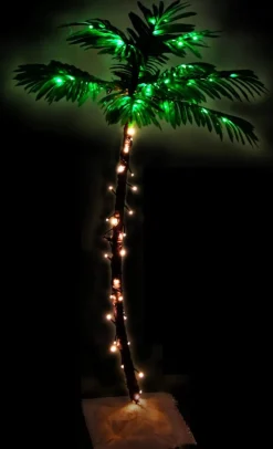 vidaXL Decoratieve Kerstbomen^ Palmboom Led 72 Led's Warmwit 120 Cm