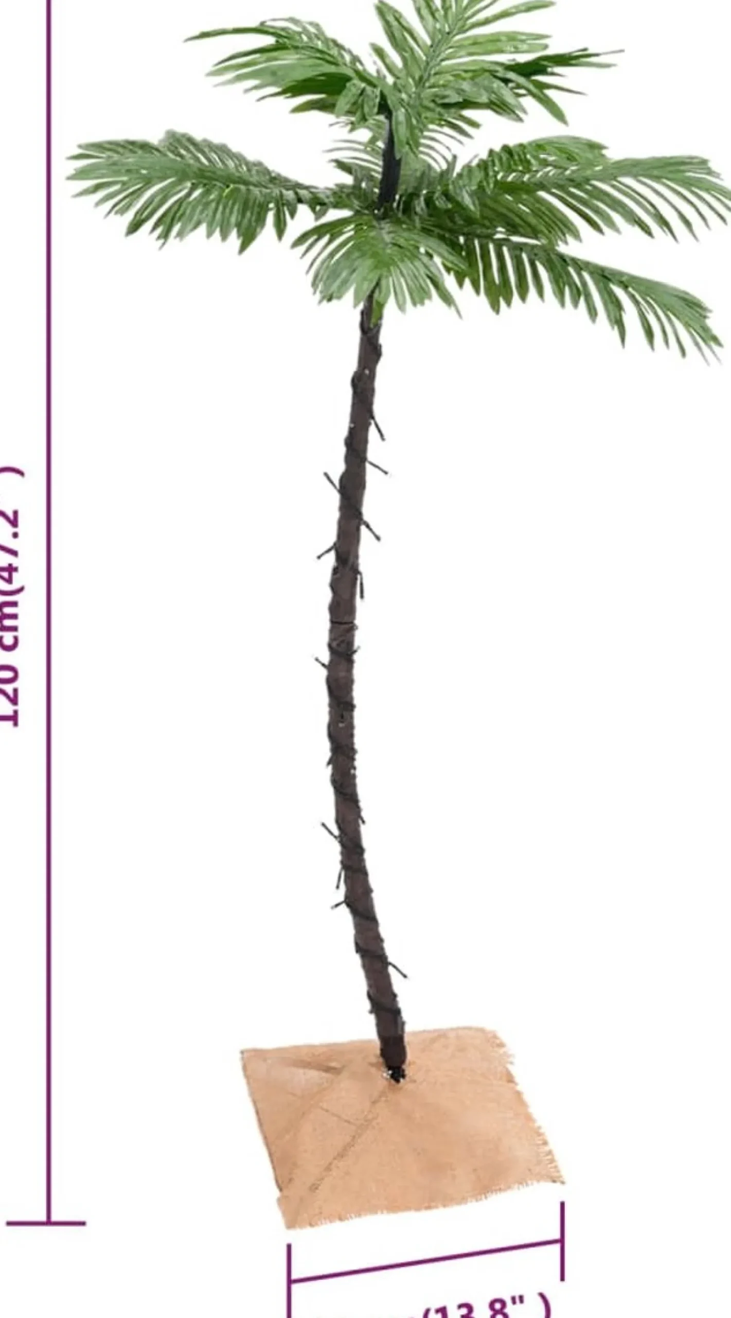 vidaXL Decoratieve Kerstbomen^ Palmboom Led 72 Led's Warmwit 120 Cm
