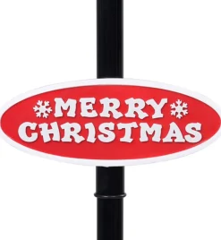 vidaXL Verlichte Kerstfiguren^ Straatlantaarn Met Kerstman 81X40X188 Cm Pvc Zwart En Rood
