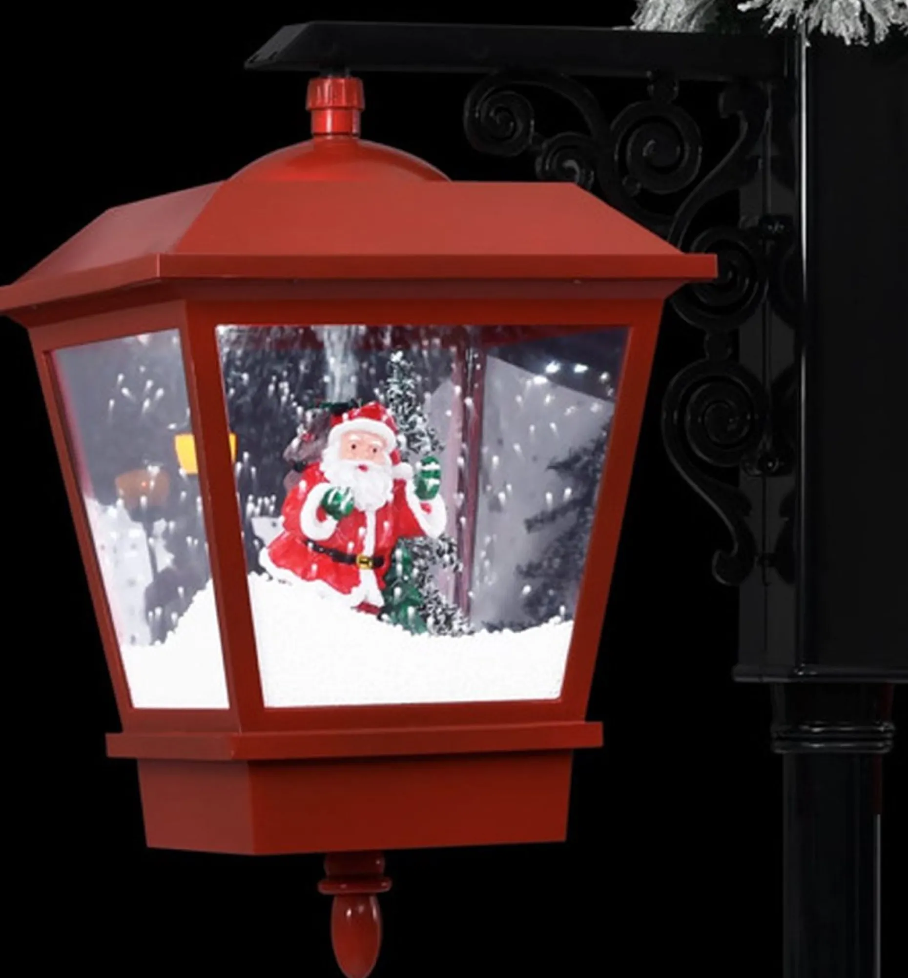 vidaXL Verlichte Kerstfiguren^ Straatlantaarn Met Kerstman 81X40X188 Cm Pvc Zwart En Rood