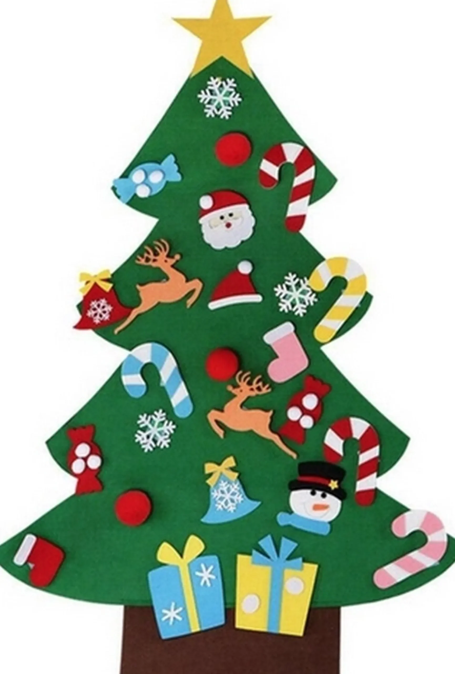 ’merkloos’ Decoratieve Kerstbomen^Vilten Kerstboom - Versier Je Eigen Kerstboom - 80X60Cm - Vilt - Kindvriendelijk - Inclusief 26 Versieringen - Ieder Jaar Te Gebruiken - Kinderspeelgoed - Kerstmis - Kerstboom Diy - Kerst - Seizoensdecoratie