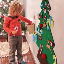 ’merkloos’ Decoratieve Kerstbomen^Vilten Kerstboom - Versier Je Eigen Kerstboom - 80X60Cm - Vilt - Kindvriendelijk - Inclusief 26 Versieringen - Ieder Jaar Te Gebruiken - Kinderspeelgoed - Kerstmis - Kerstboom Diy - Kerst - Seizoensdecoratie