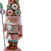 EDG - Enzo De Gasperi Viv! Christmas Kerstbeeld - Kerst Notenkraker Donut Hoed - Roze Groen - 34Cm Cheap