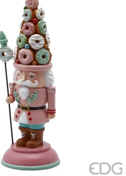 EDG - Enzo De Gasperi Viv! Christmas Kerstbeeld - Kerst Notenkraker Donut Hoed - Roze Groen - 34Cm Cheap