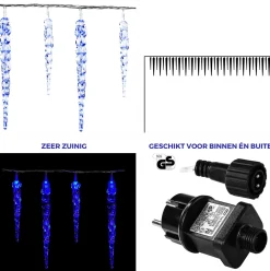 VOTRONIC Lichtslangen^Voltronic Kerstverlichting - Ijspegel Verlichting - 40 Ijspegels - 10.5 Meter Kabel - Blauw