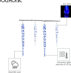 VOTRONIC Lichtslangen^Voltronic Kerstverlichting - Ijspegel Verlichting - 40 Ijspegels - 10.5 Meter Kabel - Blauw
