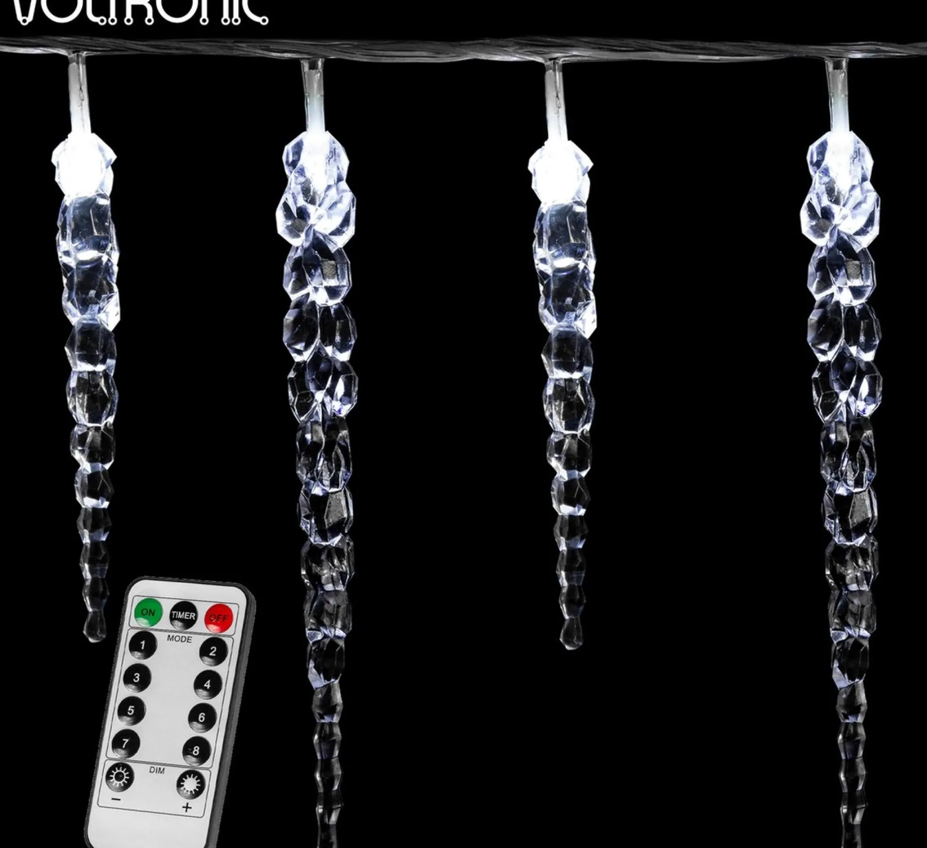 VOTRONIC Lichtslangen^Voltronic Kerstverlichting - Led Ijspegel Kerstlampjes - Met Timer & Afstandsbediening - Kerstverlichting Binnen - Kerstverlichting Buiten - Feestverlichting - Feest - Kerst - 40 Ijspegels - 5.5 Meter Verlichting + 5 M Kabel