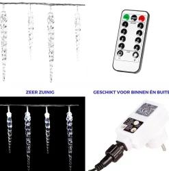 VOTRONIC Lichtslangen^Voltronic Kerstverlichting - Led Ijspegel Kerstlampjes - Met Timer & Afstandsbediening - Kerstverlichting Binnen - Kerstverlichting Buiten - Feestverlichting - Feest - Kerst - 40 Ijspegels - 5.5 Meter Verlichting + 5 M Kabel