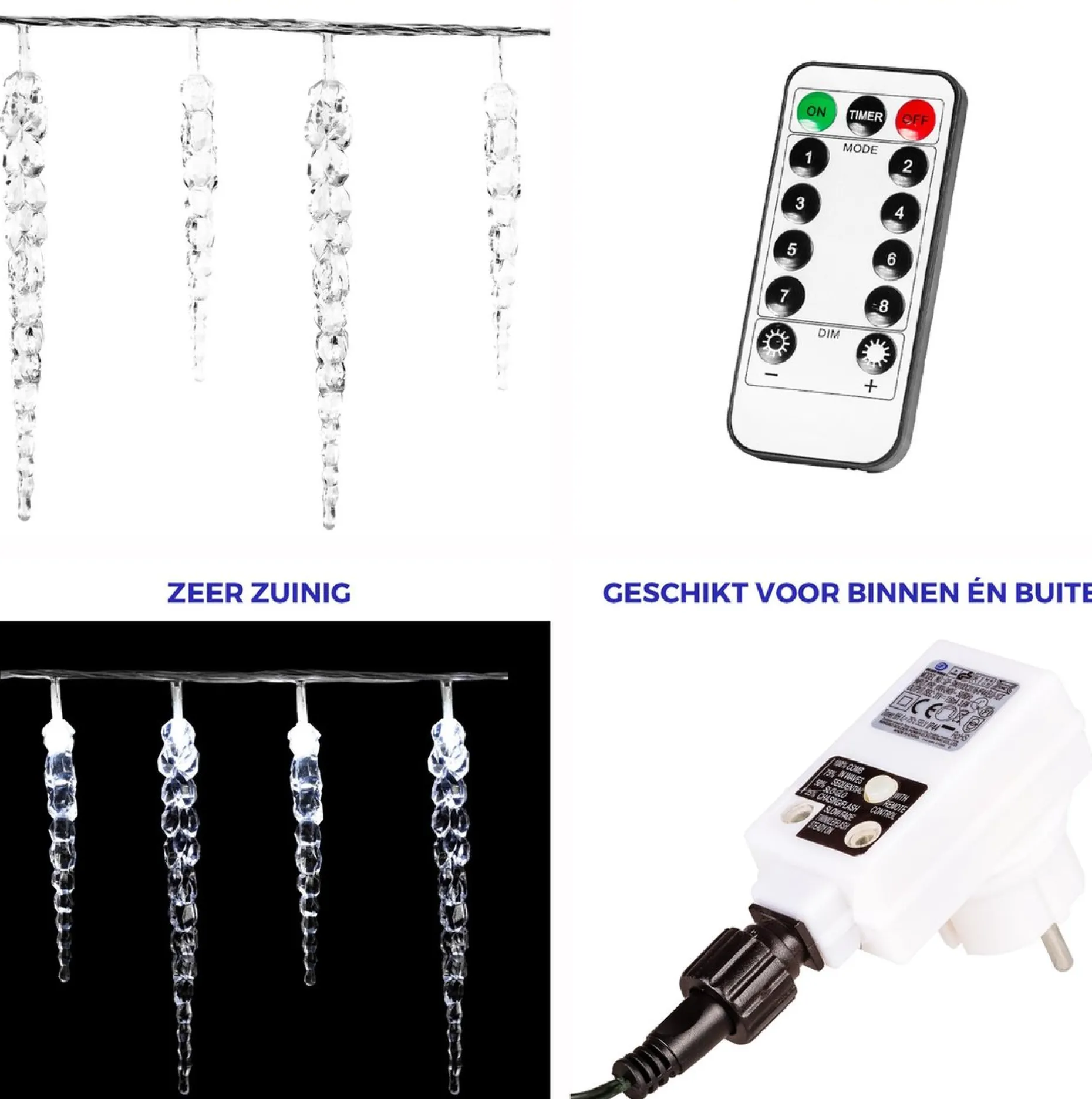 VOTRONIC Lichtslangen^Voltronic Kerstverlichting - Led Ijspegel Kerstlampjes - Met Timer & Afstandsbediening - Kerstverlichting Binnen - Kerstverlichting Buiten - Feestverlichting - Feest - Kerst - 40 Ijspegels - 5.5 Meter Verlichting + 5 M Kabel