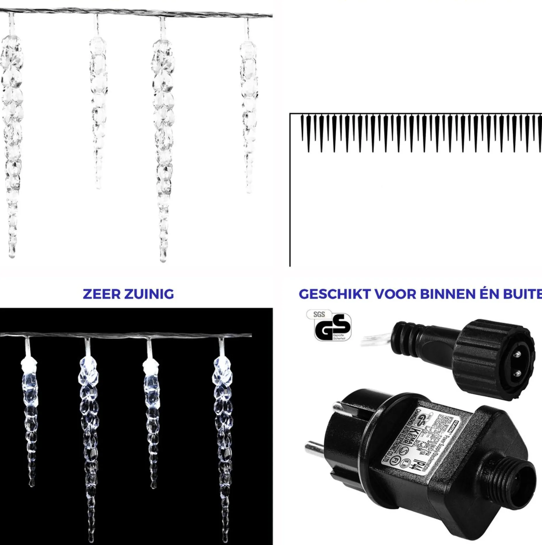 VOTRONIC Lichtslangen^Voltronic Kerstverlichting - Led Ijspegel Verlichting - Kerstverlichting Ijspegel Buiten - 40 Ijspegels - 10.5 Meter Kabel - Wit