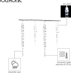 VOTRONIC Lichtslangen^Voltronic Kerstverlichting - Led Ijspegel Verlichting - Kerstverlichting Ijspegel Buiten - 40 Ijspegels - 10.5 Meter Kabel - Wit