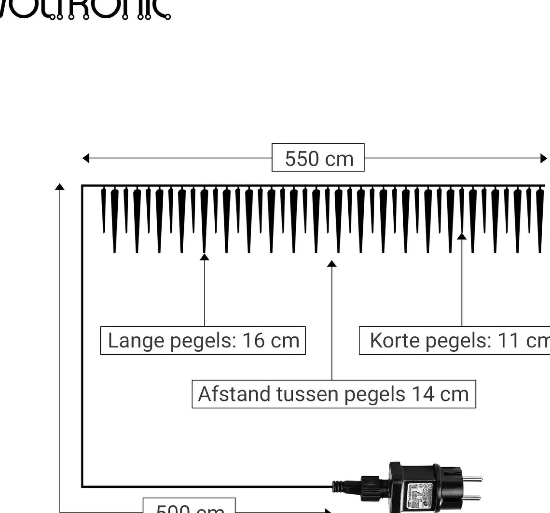 VOTRONIC Lichtslangen^Voltronic Kerstverlichting - Led Ijspegel Verlichting - Kerstverlichting Ijspegel Buiten - 40 Ijspegels - 10.5 Meter Kabel - Wit