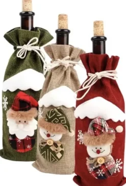 Non Merk Wijnflessok - Kerstsok- Kerstdecoratie - Diner- Wijn- Fles- Kerstcadeau- Wijnfleshouder Clearance