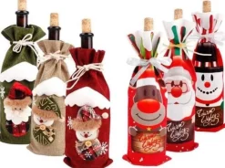 Non Merk Wijnflessok 3 Stuks - Kerstsok- Kerstdecoratie- Diner- Wijn- Fles- Kerstcadeau- Wijnfleshouder Cheap