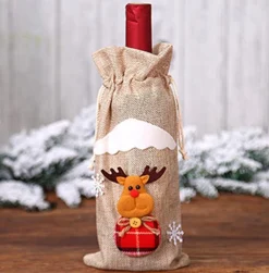 Merkloos Kerst Cadeauverpakkingen En -Versiering^Wijnfles- Verpakking- Kerst- Flesverpakking- Kado - Beige- Rendier