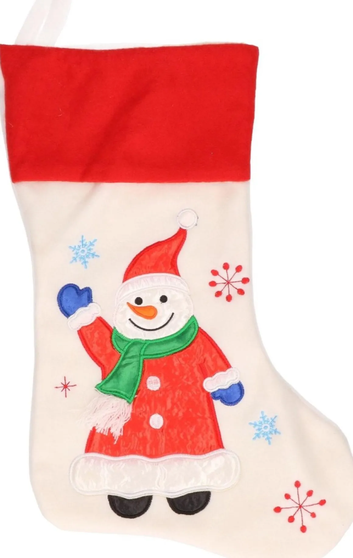 Merkloos Witte Kerstsokken Met Sneeuwpoppen Print 48 Cm - Kerstversiering/Kerstdecoratie Best