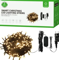 WOOX Kerstlichtsnoeren^ R5170 Slimme Kerstverlichting Wi-Fi 40 Meter, 400Leds, 230 Lumen, Warm-Wit Met Dim En Geluid