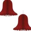 Bellatio Decorations 2X Bordeaux Rode Decoratie Klokken/Kerstklokken Lampionnen 30 Cm - Feestversiering/Kerstversiering Rood New