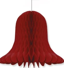 Bellatio Decorations 2X Bordeaux Rode Decoratie Klokken/Kerstklokken Lampionnen 30 Cm - Feestversiering/Kerstversiering Rood New