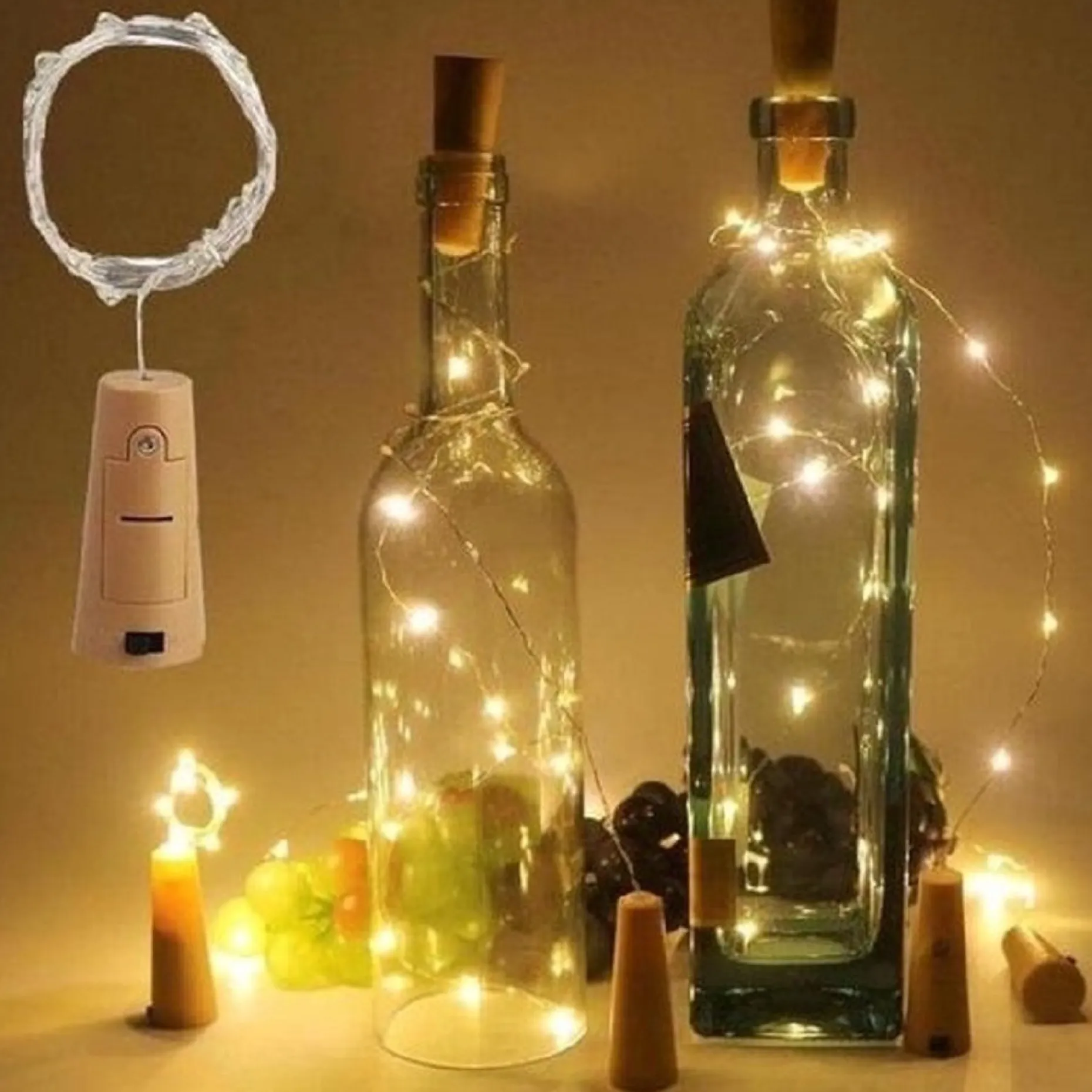 Evora Kerstboomstandaarden^3 X Bottle Light - Flessenlicht Kurk Fles 3 X 75 Cm - Led Flesverlichting Leddecoratie - Flesdecoratie - Licht Voor In Fles - Inclusief Batterijen - Sfeerverlichting Warm Wit