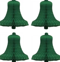 Bellatio Decorations 8X Decoratie Kerst Versiering Kerstklokjes Groen 16 Cm - Kerstversiering / Boomversiering Kerstklokken Sale