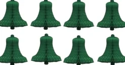 Bellatio Decorations 8X Decoratie Kerst Versiering Kerstklokjes Groen 16 Cm - Kerstversiering / Boomversiering Kerstklokken Sale