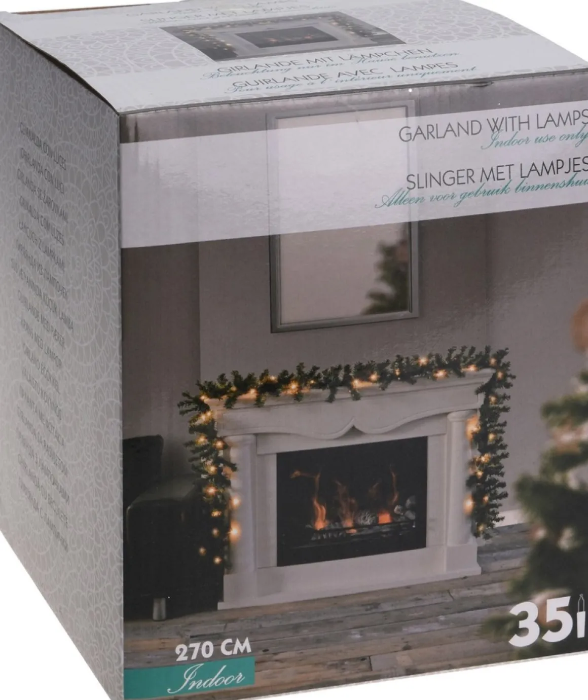 Merkloos 1X Dennenslingers/Dennen Guirlandes Met 35 Led Lampjes/Lichtjes 270 Cm - Kerstversiering/Kerstdecoratie Sale