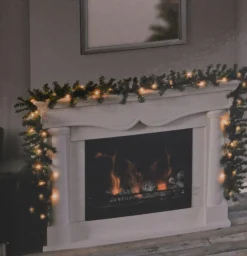 Merkloos 1X Dennenslingers/Dennen Guirlandes Met 35 Led Lampjes/Lichtjes 270 Cm - Kerstversiering/Kerstdecoratie Sale