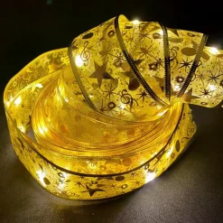 Xd Xtreme Kerstlichtsnoeren^Xd Xtreme - Kerst Lint Slinger Goud 4 Meter - Met Led Verlichting - Energiebesparend - Decoratielint - Kerstverlichting - Inclusief Batterijen