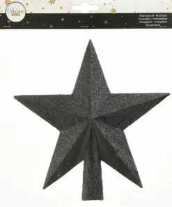 Decoris 1X E Glitter Ster Kerstboom Piek Kunststof 19 Cm E Kerstboom Versieringen Zwart Online