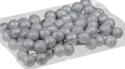 Othmara decorations 80X En Glitter Mini Kerstballen Stekers Kunststof 3 Cm - Kerststukje Maken Onderdelen Zilver Fashion