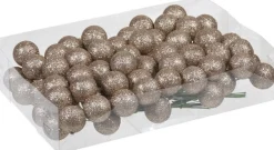 Othmara decorations 80X Glitter Mini Kerstballen Stekers Kunststof 3 Cm - Kerststukje Maken Onderdelen Champagne Flash Sale