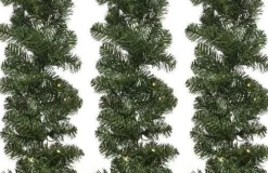 Merkloos 3X Groene Kunst Kerstguirlande Imperial Met Lampjes 270 Cm - Dennenslingers Met Kerstverlichting Discount