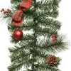 Decoris 1X Groene Kunst Kerstguirlande Met Rode Versiering 180 Cm - Dennenslingers Kerstversieringen/Kerstdecoraties Store