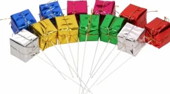 Merkloos 24X Instekers Met Gekleurde Cadeautjes 3 Cm Kerststukjes Maken - Kerststukje Onderdelen Store