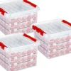 Bellatio Decorations Kerstspullen Opbergers^3X Kerstballen Opruimen Opbergboxen 26 Liter - Voor In Totaal 225 Kerstballen - Kerstversiering/Kerstdecoratie Opruimen/Opbergen
