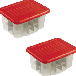 Bellatio Decorations Kerstspullen Opbergers^2X Kerstballen Opruimen Opbergboxen 24 Liter - Voor 45 Kerstballen Per Box - Kerstversiering/Kerstdecoratie Kerstballen Opruimen/Opbergen