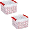 Bellatio Decorations Kerstspullen Opbergers^2X Kerstballen Opruimen Opbergboxen 26 Liter - Voor 75 Kerstballen Per Box - Kerstversiering/Kerstdecoratie Kerstballen Opruimen/Opbergen