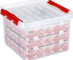 Bellatio Decorations Kerstspullen Opbergers^2X Kerstballen Opruimen Opbergboxen 26 Liter - Voor 75 Kerstballen Per Box - Kerstversiering/Kerstdecoratie Kerstballen Opruimen/Opbergen