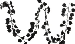 Othmara decorations 1X Kerstboom Glitter Guirlandes/Slingers Met Bladeren Zwart 200 Cm - Kerstslingers/Kerst Guirlandes Shop