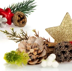 Selwo 6 X Kerstdecoratie In Zak Met Kegels, Sterren En Takken, Strooidecoratie, Kerstdecoratie, Tafeldecoratie, Adventskrans, Knutselaccessoires (6 X Zak: Dennenappels, Sterren, Vlokken) Discount
