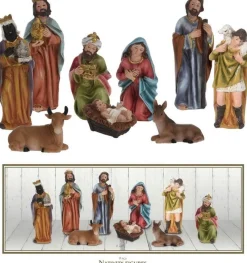 Merkloos 9X Kerststal Kerstbeelden - Kerststal Figuren Fashion