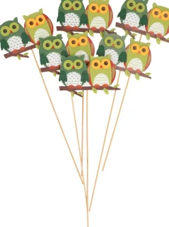 Othmara decorations 6X Kerststukje Onderdelen Stekers Met Groene Uilen 8,5 Cm - Kerststukje Maken Onderdelen Cheap